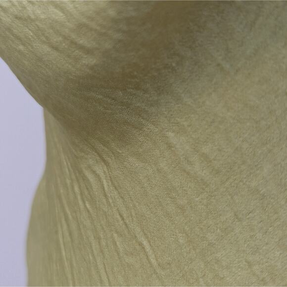 NWT Steve Madden Luxe Satin Asymmetric Hem Drapey Green Yellow Slip Dress, Sz XS - Picture 4 of 7